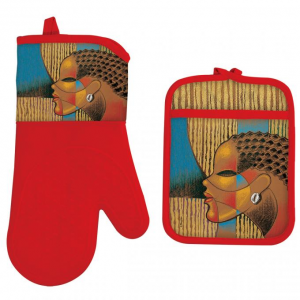 Composite Woman African American Potholder Set