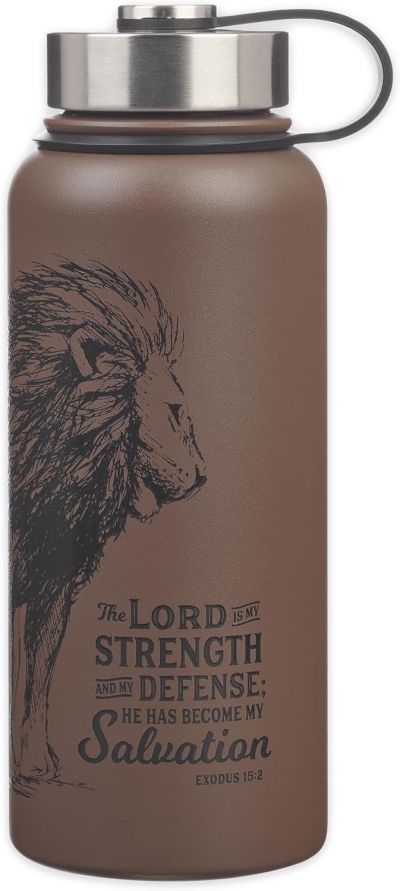 The Lord is My Strength Brown Stainless Steel Water Bottle  Exodus 15 2