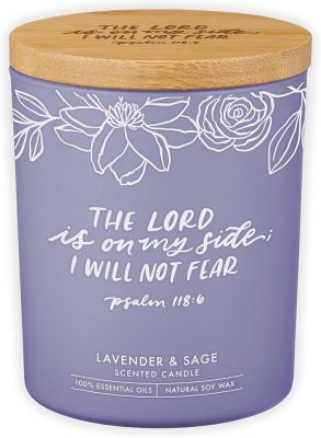 I Will Not Fear Lavender and Sage Candle in a Glass Jar Psalm 118 6