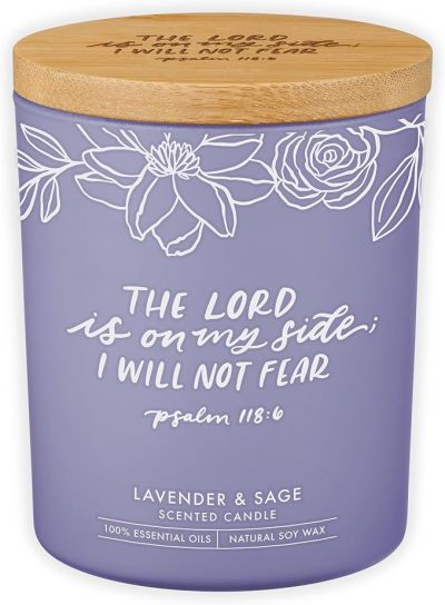 I Will Not Fear Lavender and Sage Candle in a Glass Jar Psalm 118 6