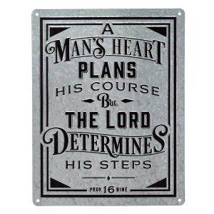 A Man's Heart Vintage Metal Sign Proverbs 16:9