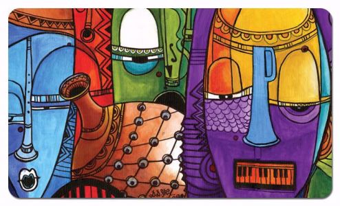 Jazz Masks Black Art Memory Foam Bath Floor Mat