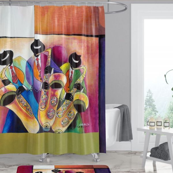 Jazz Sax Men Afrocentric Shower Curtain