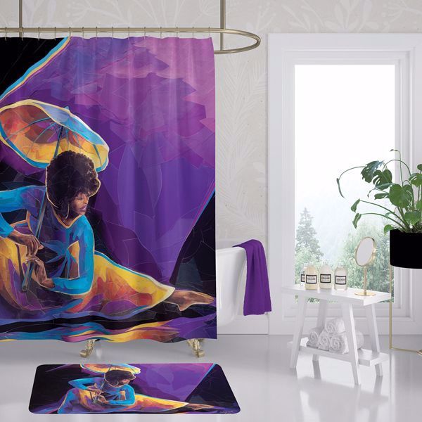 Praise Dancer With Umbrella Afrocentric Shower Curtain