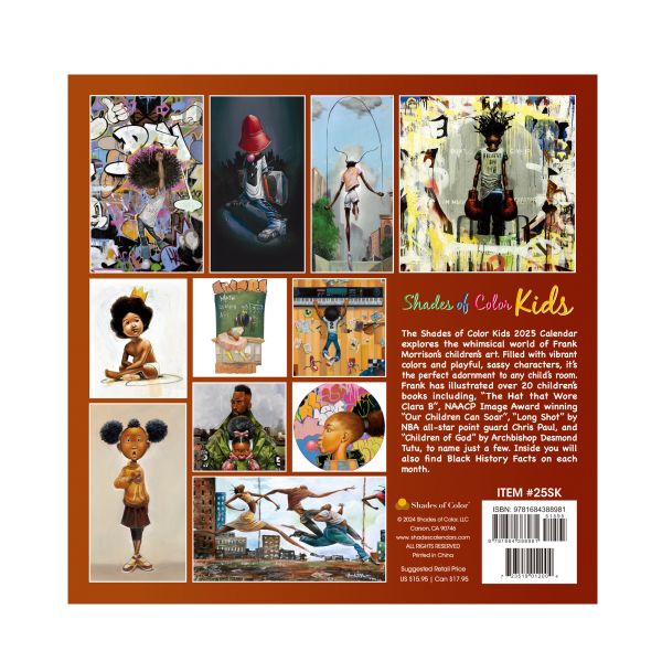 Shades Of Color Kids 2025 Black Art Wall Calendar #2