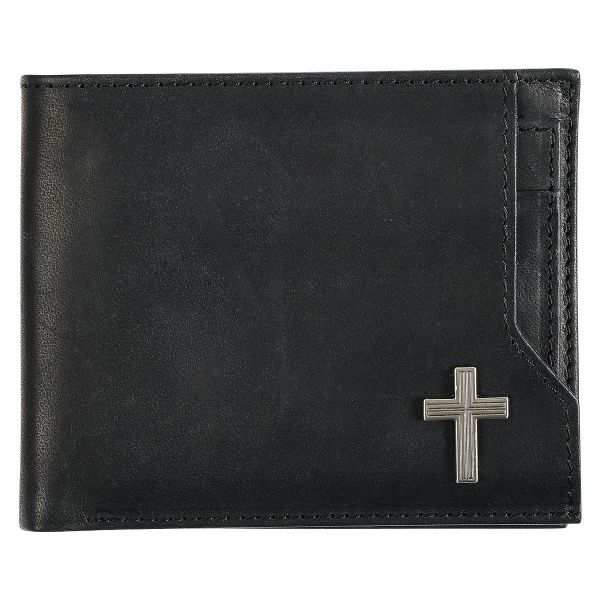 Silver Cross Mens Black Genuine Leather Wallet