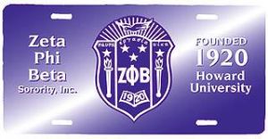 Zeta Phi Beta License Plate